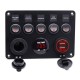 Volt&iacute;metro 5 polo led carregador de carro 12 v interruptor painel tomada alimenta&ccedil;&atilde;o dupla usb carregador... - Thumb 1