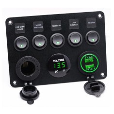 Volt&iacute;metro 5 polo led carregador de carro 12 v interruptor painel tomada alimenta&ccedil;&atilde;o dupla usb carregador...