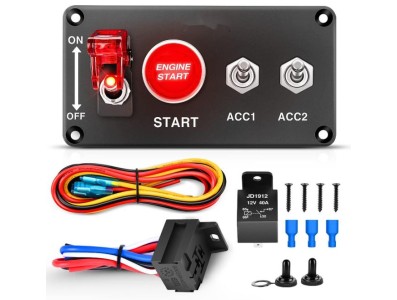 Painel de interruptor oscilante de partida de carro de corrida de 2 gangues 12 V - Imagem 1