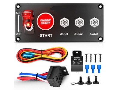 Painel de interruptor oscilante de partida de carro de corrida de 3 gangues 12 V - Imagem 1
