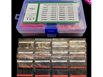 Kit 200 pe&ccedil;as de diodos: Schottky, de comuta&ccedil;&atilde;o e de retifica&ccedil;&atilde;o - Imagem 1