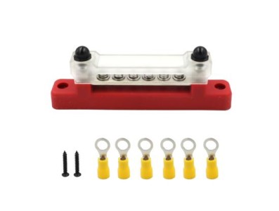 Borne de liga&ccedil;&atilde;o barramento barra 150 A automotivo 6P vermelho+6PcsTerminals - Imagem 1