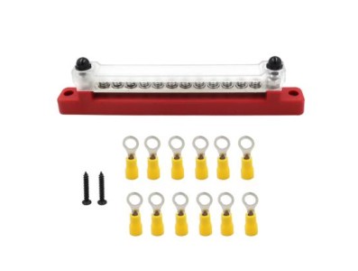 Borne de liga&ccedil;&atilde;o barramento barra 150 A automotivo 12P vermelho+12PcsTerminals - Imagem 1