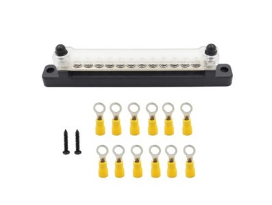 Borne de liga&ccedil;&atilde;o barramento barra 150 A automotivo 12P preto+12PcsTerminals - Imagem 1