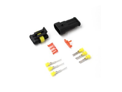 Conector &agrave; prova d'&aacute;gua el&eacute;trico de fio plugue para automotivo &agrave; prova d'&aacute;gua conector kit 3P - Imagem 1