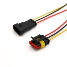 Cabo &agrave; prova d'&aacute;gua el&eacute;trico conector de fio plugue para automotivo &agrave; prova d'&aacute;gua conector kit com 10 cm 3P