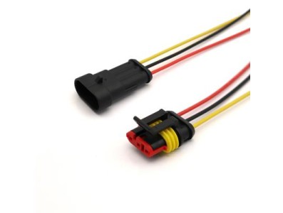 Cabo &agrave; prova d'&aacute;gua el&eacute;trico conector de fio plugue para automotivo &agrave; prova d'&aacute;gua conector kit com 10 cm 3P - Imagem 1