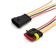 Cabo &agrave; prova d'&aacute;gua el&eacute;trico conector de fio plugue para automotivo &agrave; prova d'&aacute;gua conector kit com 10 cm 4P