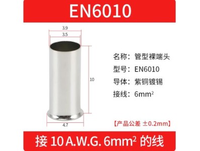 Cabo 100pcs/pacote EN6010 cobre estanhado terminal tubular ilh&oacute;s, fio ponta crimpagem conector para 6 mm&sup2;... - Imagem 1