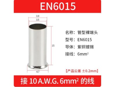 Cabo 100pcs/pacote EN6015 cobre estanhado terminal tubular ilh&oacute;s, fio ponta crimpagem conector para 6 mm&sup2;... - Imagem 1