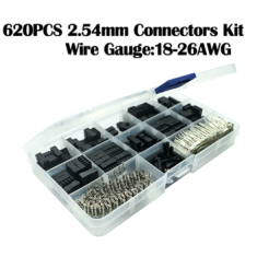 Kit 620 pe&ccedil;as conector DuPont 2,54 mm com capa de borracha e terminais