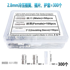 Kit 300 pe&ccedil;as de terminais de crimpagem a frio 2,8 mm com mangas isolantes
