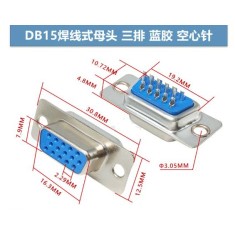 Conector DB15 f&ecirc;mea 3 fileiras azul