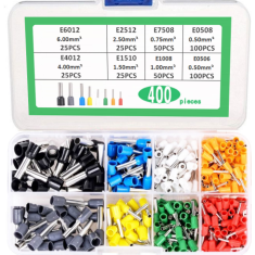 Kit de 400 pe&ccedil;as de terminais tubulares de crimpagem E0506-E6012