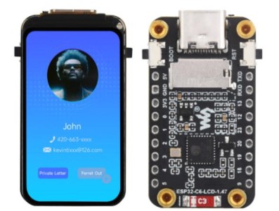 Placa ESP32-C6-LCD-1.47 Waveshare ESP32-C6 Dev , 1.47" LCD, WiFi6/Bluetooth5, Onboard RGB cor LEDs，Pin... - Imagem 1