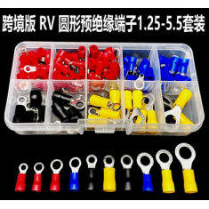 Kit de 102 pe&ccedil;as de terminais em O redondos prensados a frio RV1.25-5.5