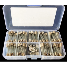 Kit 72 pe&ccedil;as tubos de vidro para fus&iacute;veis 6x30 mm 250 V com suporte