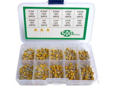 Kit 500 unidades capacitores cer&acirc;micos multicamadas 0,1 &micro;F a 10 &micro;F - Imagem 1