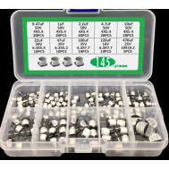 Kit 145 pe&ccedil;as de capacitores eletrol&iacute;ticos de alum&iacute;nio 0,47 &micro;F a 470 &micro;F
