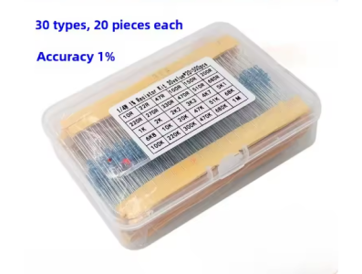 Kit 600 pe&ccedil;as resistores de filme met&aacute;lico 1/4W 1% 30 valores x 20 unidades cada - Imagem 1