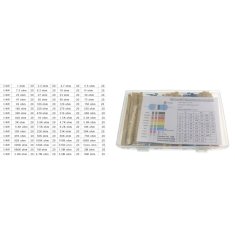 Kit 1280 pe&ccedil;as, resistores de filme met&aacute;lico 1/4W 1%, 64 valores, 20 unidades cada