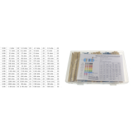 Kit 1280 pe&ccedil;as, resistores de filme met&aacute;lico 1/4W 1%, 64 valores, 20 unidades cada