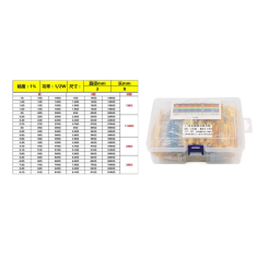 Kit 1300 resistores de filme met&aacute;lico 0,5W 1% 130 valores, 10 unidades por valor