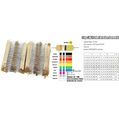 Kit de resistores de filme de carbono, 3120 pe&ccedil;as, 1/4W, 5%, 156 valores, 20 unidades por valor