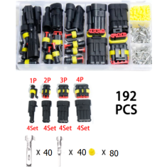 Kit 192 pe&ccedil;as conectores el&eacute;tricos automotivos &agrave; prova d'&aacute;gua 1/2/3/4 pinos macho e f&ecirc;mea para carro, motocicleta e caminh&atilde;o com