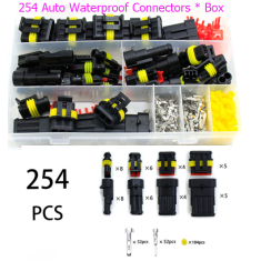 Kit 254 pe&ccedil;as conectores el&eacute;tricos automotivos &agrave; prova d'&aacute;gua 1/2/3/4 pinos macho e f&ecirc;mea