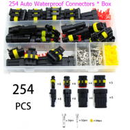 Kit 254 pe&ccedil;as conectores el&eacute;tricos automotivos &agrave; prova d'&aacute;gua 1/2/3/4 pinos macho e f&ecirc;mea
