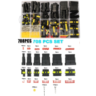 Kit 708 pe&ccedil;as conectores el&eacute;tricos automotivos &agrave; prova d'&aacute;gua 1/2/3/4 pinos macho e f&ecirc;mea com alicate de cravar