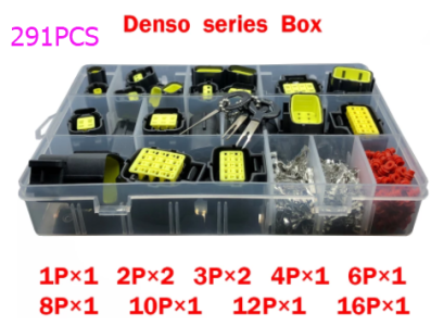 Conjunto 291 pe&ccedil;as Denso 1,8 mm, pinos 1, 2, 3, 4, 6, 8, 10, 12 e 16 vias, conector plugue estanque selado para cabo/soquete el&eacute; - Imagem 1