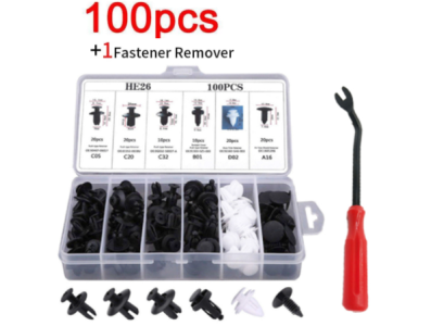 100 pe&ccedil;as grampo fixador pl&aacute;stico HE26 universal - Imagem 1