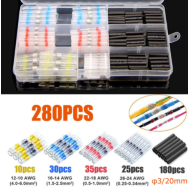 Kit 280 pe&ccedil;as conectores de emenda termorretr&aacute;teis com anel de solda, &agrave; prova d'&aacute;gua, cobre