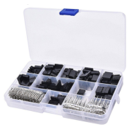 Kit 620 pe&ccedil;as conectores Dupont 2,54 mm, cabos jumper, pinos e carca&ccedil;as