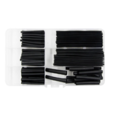 Kit 127 pe&ccedil;as de tubo termo retr&aacute;til preto em estojo pl&aacute;stico