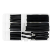 Kit 127 pe&ccedil;as de tubo termo retr&aacute;til preto em estojo pl&aacute;stico