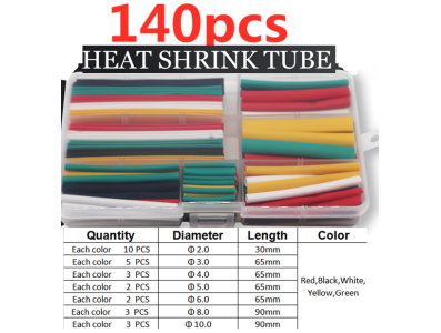 Conjunto de 140 pe&ccedil;as de tubos termo retr&aacute;teis coloridos em estojo pl&aacute;stico - Imagem 1