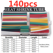 Conjunto de 140 pe&ccedil;as de tubos termo retr&aacute;teis coloridos em estojo pl&aacute;stico