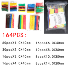 Conjunto 164 pe&ccedil;as de tubos termorretr&aacute;teis coloridos, kit Arduino (Plastic Bog)
