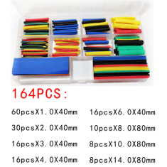 Kit 164 pe&ccedil;as de tubos termorretr&aacute;teis coloridos em estojo pl&aacute;stico