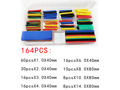 Kit 164 pe&ccedil;as de tubos termorretr&aacute;teis coloridos em estojo pl&aacute;stico - Imagem 1