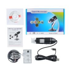 Microsc&oacute;pio digital 1600X 3 em 1 USB/Type-C &mdash; endosc&oacute;pio e lupa eletr&ocirc;nica 8 LEDs