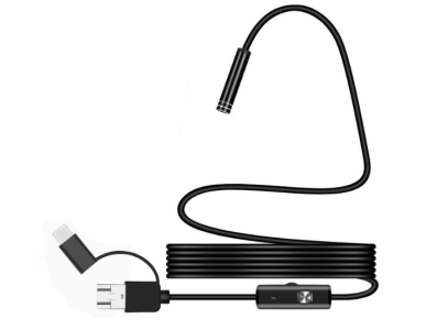 Endosc&oacute;pio USB 7 mm 3 em 1 HD para celular Android 2 m IP67 6 LEDs c&acirc;mera de inspe&ccedil;&atilde;o - Imagem 1