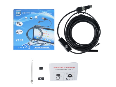 Acess&oacute;rio Arduino Endosc&oacute;pio USB 7 mm 3 em 1 HD para Android, 5 m IP67 &agrave; prova d'&aacute;gua, 6 LEDs - Imagem 1