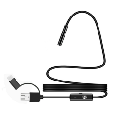 Endosc&oacute;pio USB 5,5 mm 3 em 1 HD para Android 1,5 m IP67 &agrave; prova d'&aacute;gua 6 LEDs c&acirc;mera de inspe&ccedil;&atilde;o