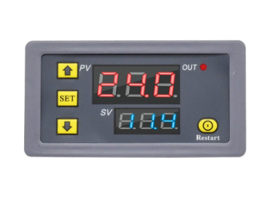 Rel&eacute; temporizador digital T3230 DC 12V com display LED duplo e controle de ciclos - Imagem 1