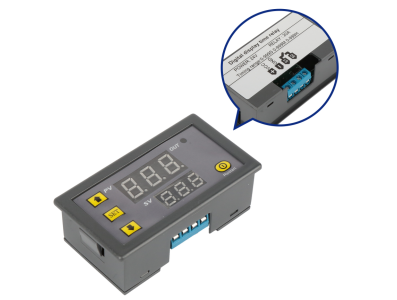 Rel&eacute; temporizador digital T3230 24V DC com display LED duplo e controle de ciclo para Arduino - Imagem 1