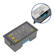 Rel&eacute; temporizador digital T3230 24V DC com display LED duplo e controle de ciclo para Arduino